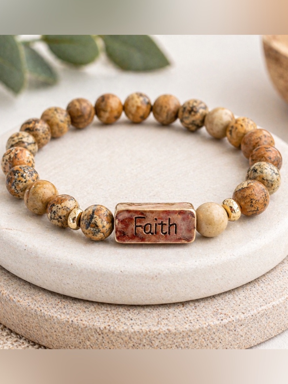 Marbled Brown Faith Bracelet